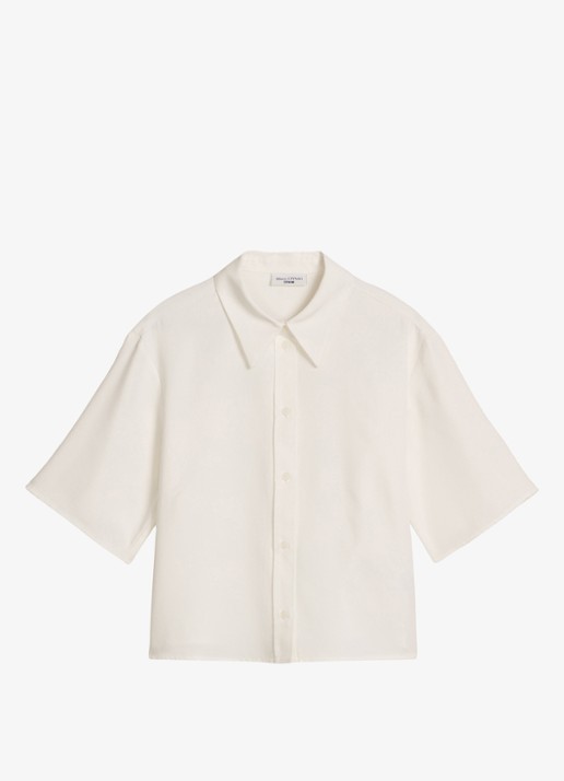 Marc O'Polo Denim Blouse van lyocell - voorkant gebroken wit