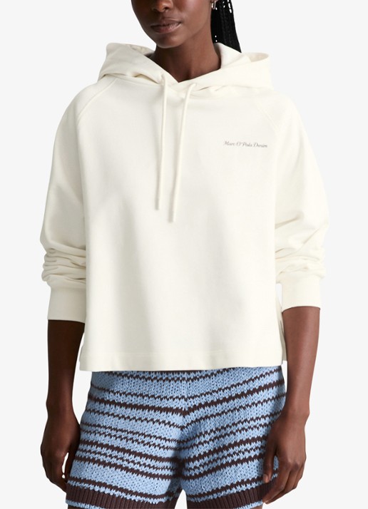 Marc O'Polo Denim Cropped hoodie van katoen met logo- en backprint