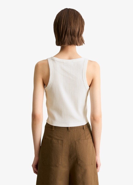 Marc O'Polo Denim Cropped tanktop met ribstructuur - achterkant 5 gebroken wit