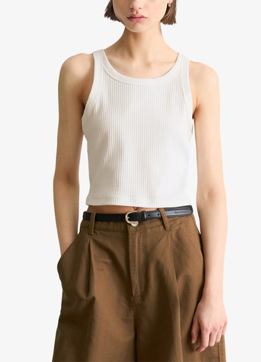 Marc O'Polo Denim Cropped tanktop met ribstructuur