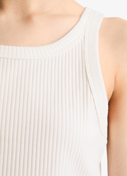 Marc O'Polo Denim Cropped tanktop met ribstructuur - detail 4 gebroken wit