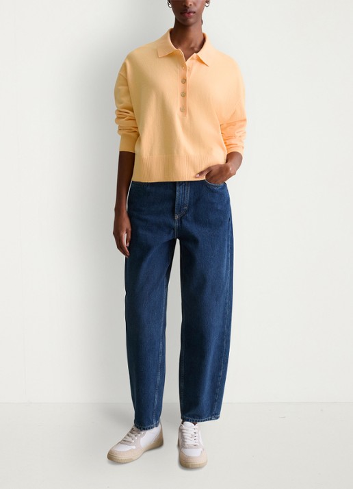 Marc O'Polo Denim Fijngebreide trui in katoenblend - voorkant 5 orange