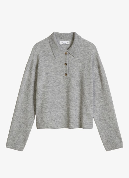 Marc O'Polo Denim Fijngebreide trui met polokraag - voorkant 4 lichtgrijs