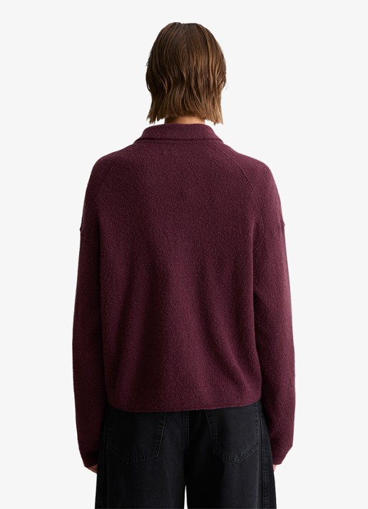 Marc O'Polo Denim Fijngebreide trui met polokraag - achterkant bordeauxrood