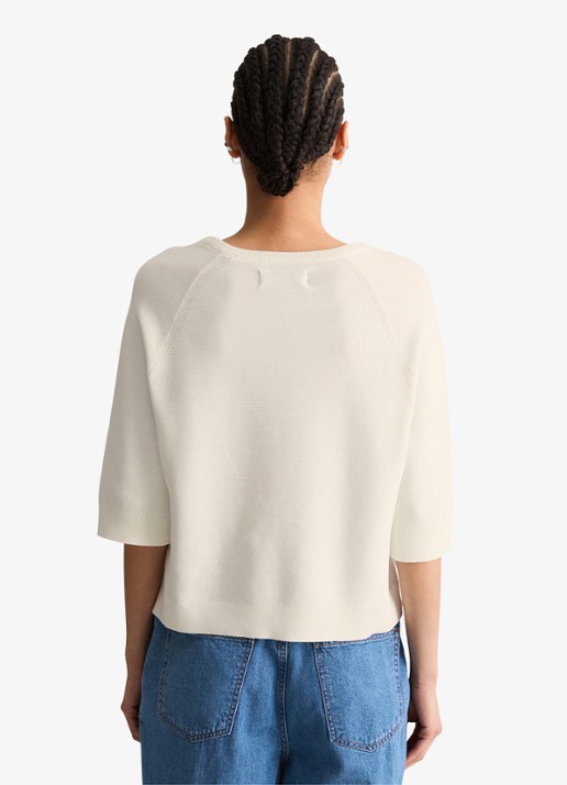 Marc O'Polo Denim Fijngebreide trui met ronde hals - achterkant wit