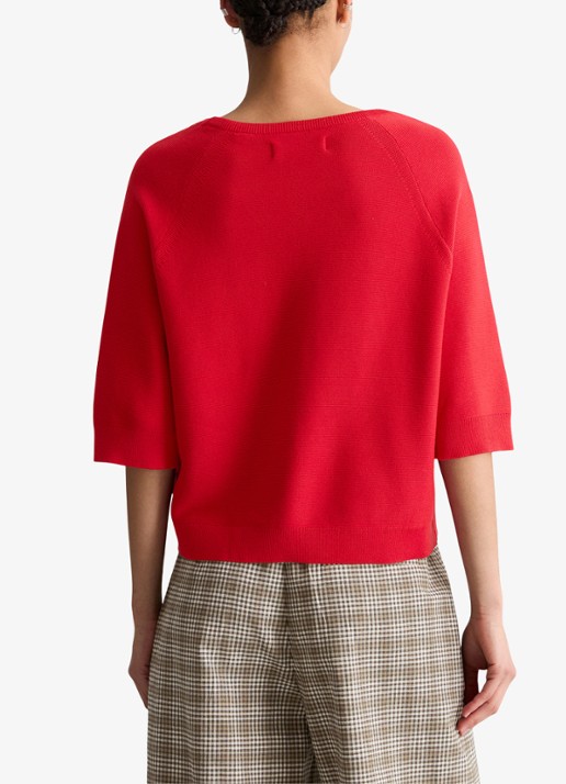 Marc O'Polo Denim Fijngebreide trui met ronde hals - achterkant rood