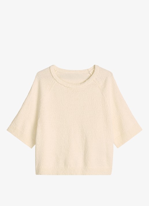 Marc O'Polo Denim Fijngebreide trui met ronde hals - voorkant creamy white/1173