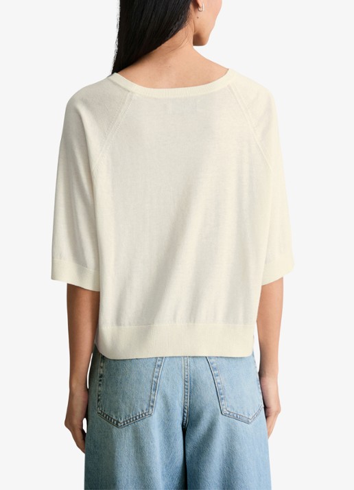 Marc O'Polo Denim Fijngebreide trui met vleermuis mouw - achterkant creamy white-1173 / wit