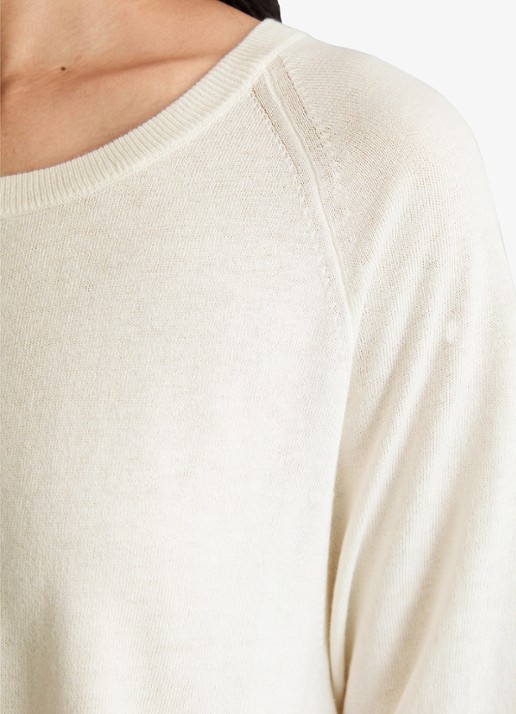 Marc O'Polo Denim Fijngebreide trui met vleermuis mouw - detail 3 creamy white-1173 / wit