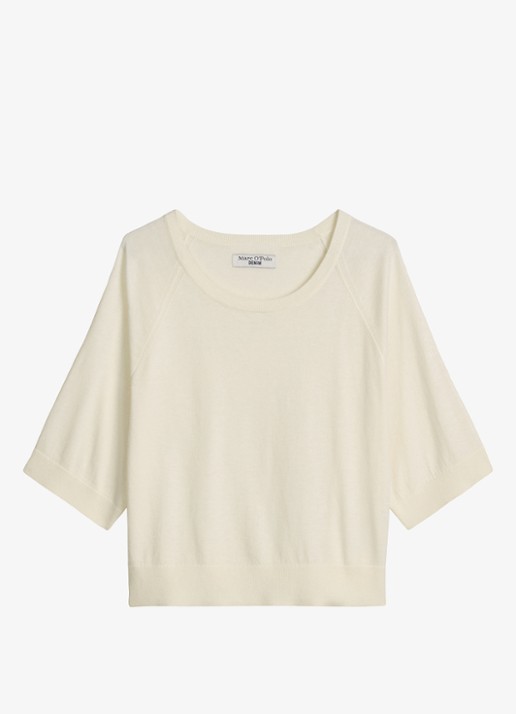 Marc O'Polo Denim Fijngebreide trui met vleermuis mouw - voorkant 4 creamy white-1173 / wit