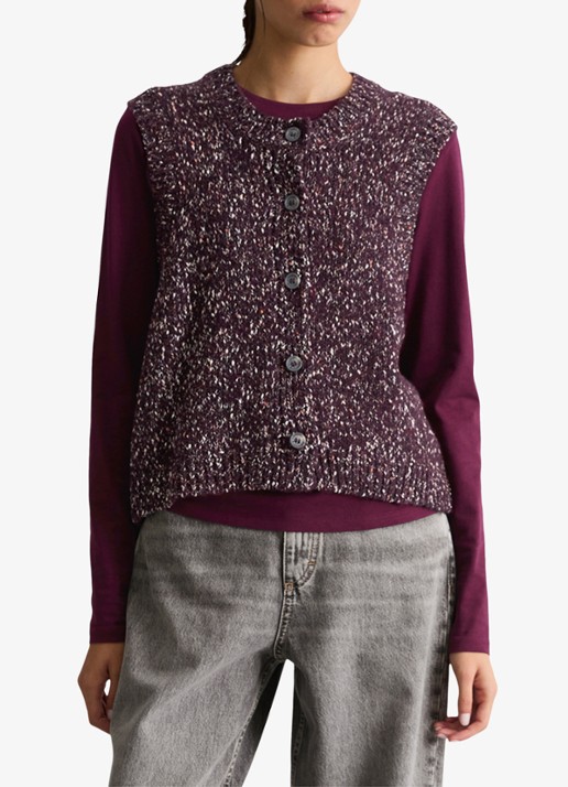 Marc O'Polo Denim Grofgebreid mouwloos vest in wolblend