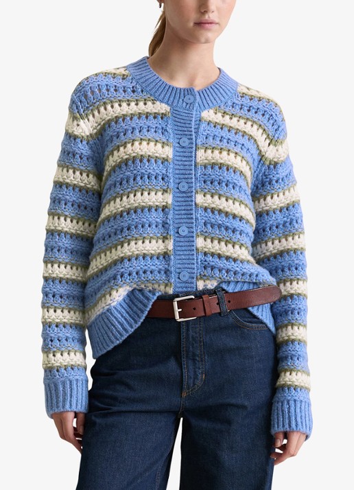 Marc O'Polo Denim Grofgebreid vest in scheerwolblend