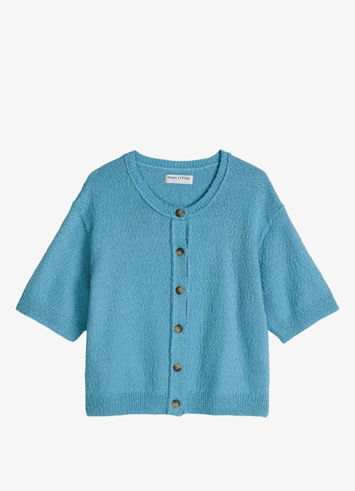 Marc O'Polo Denim Grofgebreid vest met ronde hals - voorkant 3 blue dawn/5429