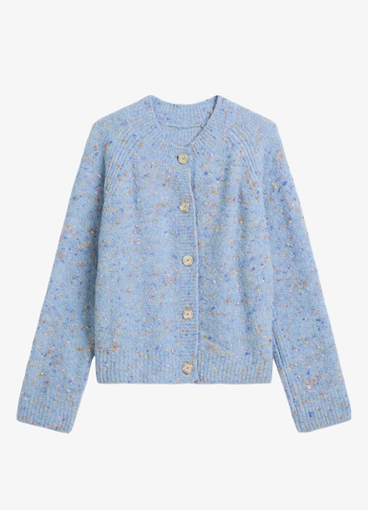 Marc O'Polo Denim Grofgebreid vest met textuur - voorkant 3 lichtblauw