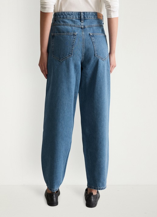 Marc O'Polo Denim High waist balloon fit jeans met steekzakken - achterkant indigo