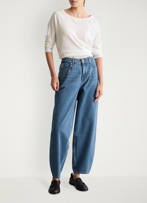 Marc O'Polo Denim High waist balloon fit jeans met steekzakken - voorkant 3 indigo