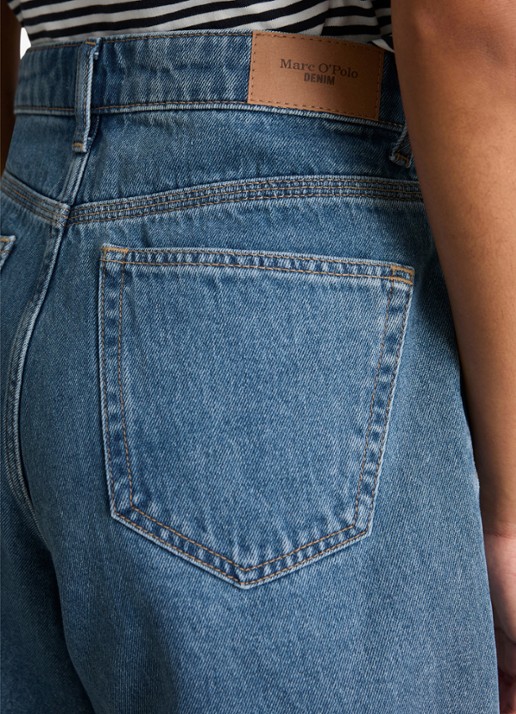 Marc O'Polo Denim High waist loose fit korte broek van denim - detail 2 indigo