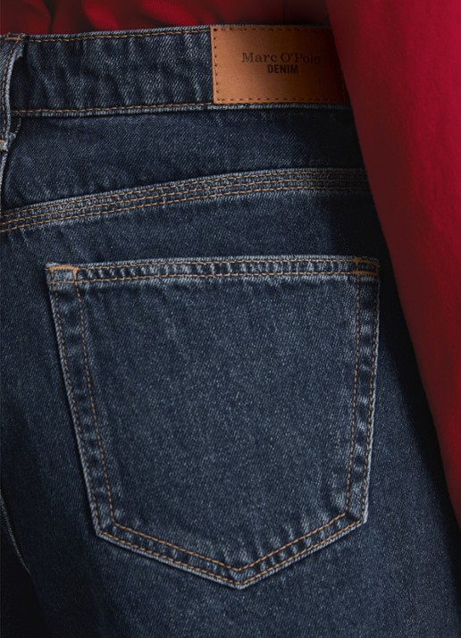 Marc O'Polo Denim High waist loose fit korte broek van denim - detail 5 donkerblauw