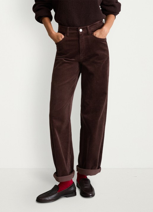 Marc O'Polo Denim High waist straight fit broek van corduroy