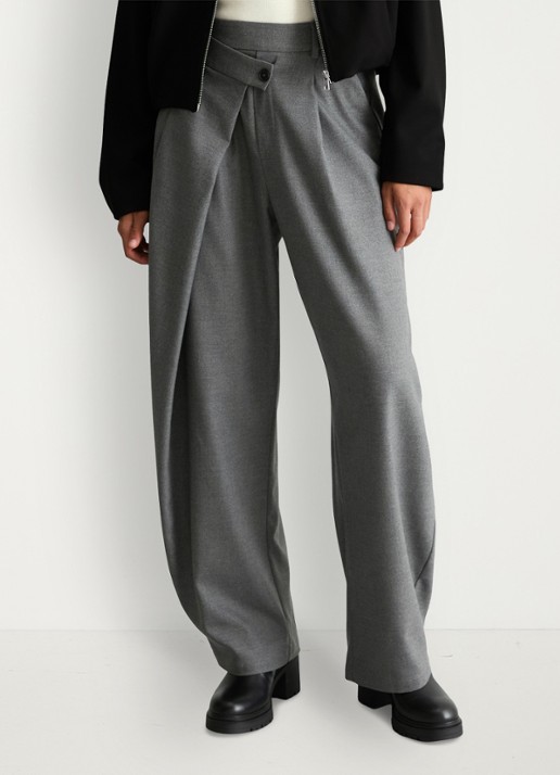 Marc O'Polo Denim High waist straight fit pantalon met plooidetail