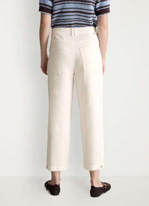 Marc O'Polo Denim High waist wide fit jeans met gekleurde wassing - achterkant creme