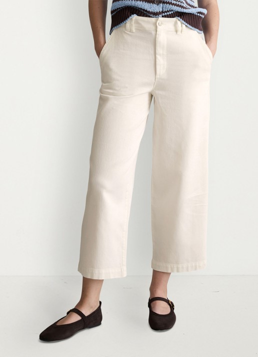 Marc O'Polo Denim High waist wide fit jeans met gekleurde wassing - detail 2 creme