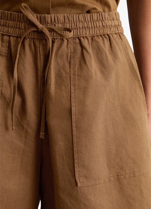 Marc O'Polo Denim High waist wide fit korte broek met steekzakken - detail 5 umbra brown-1624 / bruin