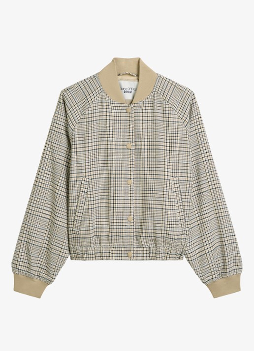 Marc O'Polo Denim Jack met ruitdessin en steekzakken - voorkant 4 beige