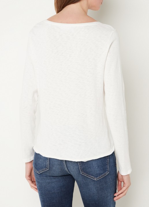 Marc O'Polo Denim Longsleeve met boothals - achterkant 4 gebroken wit