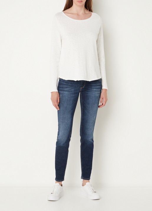 Marc O'Polo Denim Longsleeve met boothals - voorkant 2 gebroken wit
