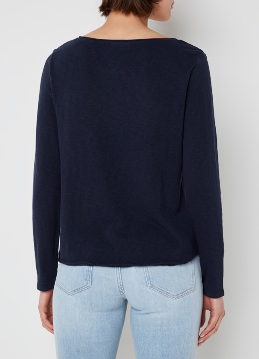 Marc O'Polo Denim Longsleeve met boothals - achterkant 3 donkerblauw