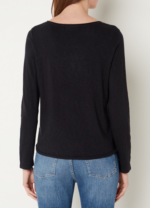Marc O'Polo Denim Longsleeve met boothals - achterkant zwart