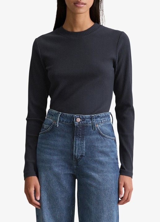 Marc O'Polo Denim Longsleeve met ribstructuur