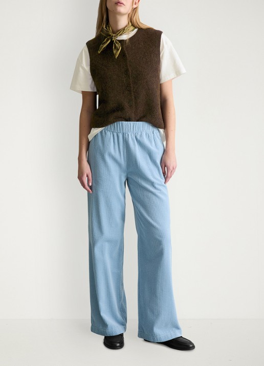 Marc O'Polo Denim Loose fit broek met structuur en steekzakken - voorkant 5 blauw