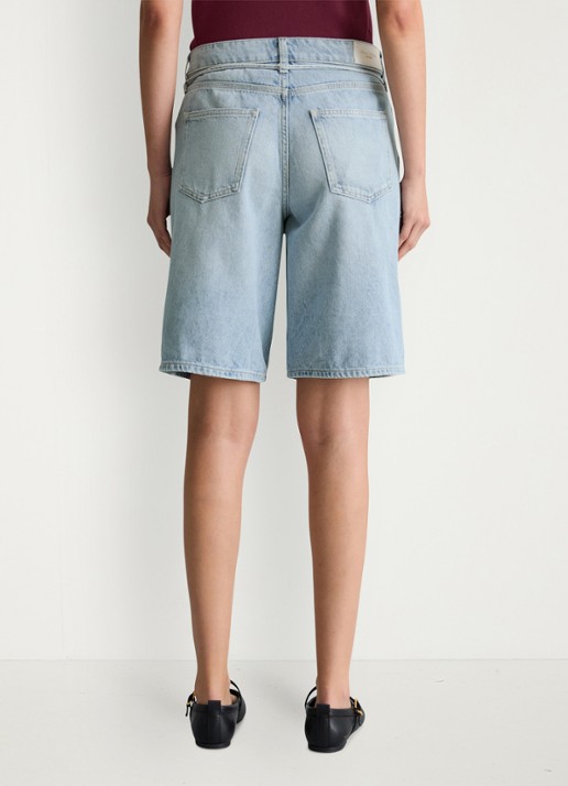Marc O'Polo Denim Mid waist straight fit korte broek van denim - achterkant 5 light bluemulti63-5761 / blauw