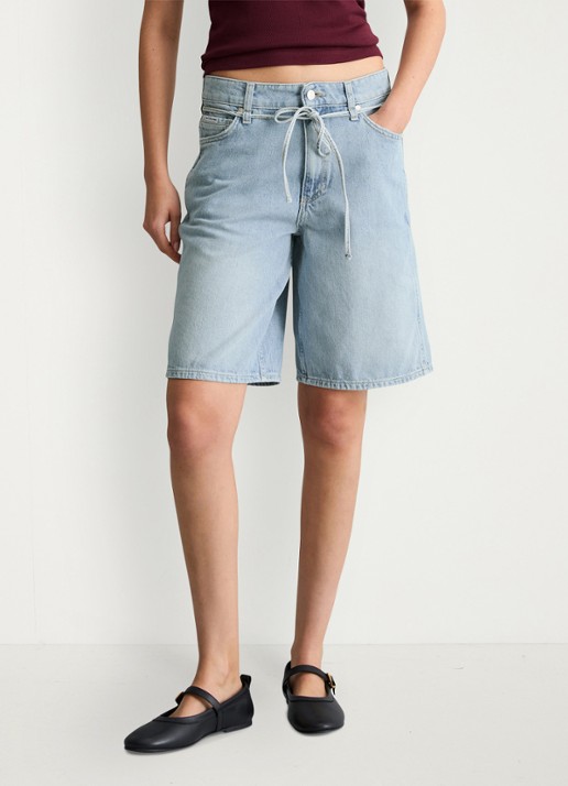 Marc O'Polo Denim Mid waist straight fit korte broek van denim