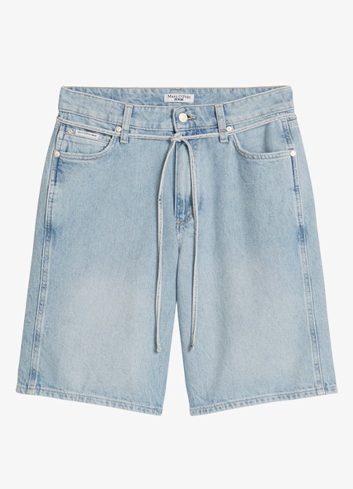 Marc O'Polo Denim Mid waist straight fit korte broek van denim - voorkant light bluemulti63-5761 / blauw