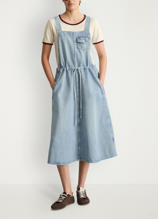 Marc O'Polo Denim Midi denim jurk met steekzakken - voorkant 4 indigo