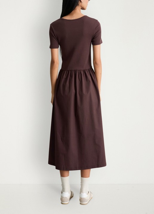 Marc O'Polo Denim Midi jurk met plooien - achterkant burnt aubergine-6929 / paars