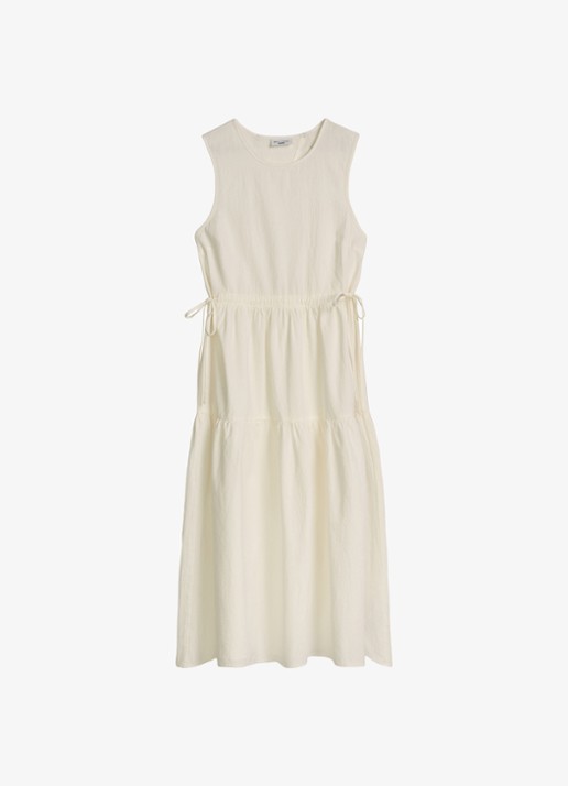 Marc O'Polo Denim Midi jurk met rugdecolleté - voorkant 3 silky white-1183 / wit