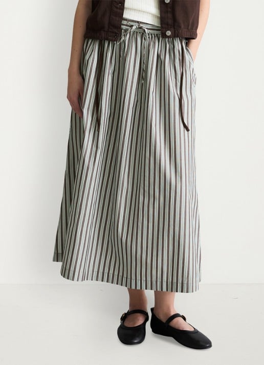 Marc O'Polo Denim Midi rok van katoen met streepprint en elastische band