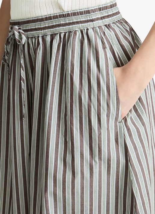 Marc O'Polo Denim Midi rok van katoen met streepprint en elastische band - detail 5 dark brown multi 02-1544 / bruin