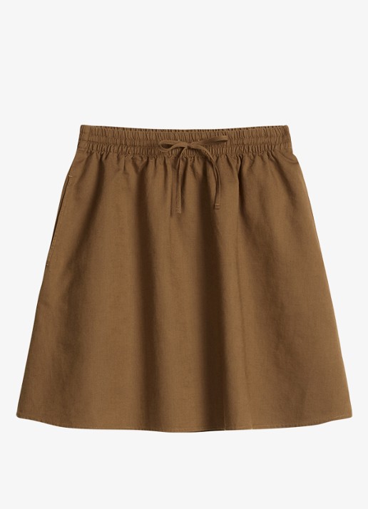 Marc O'Polo Denim Minirok met steekzakken - voorkant 4 umbra brown-1624 / bruin