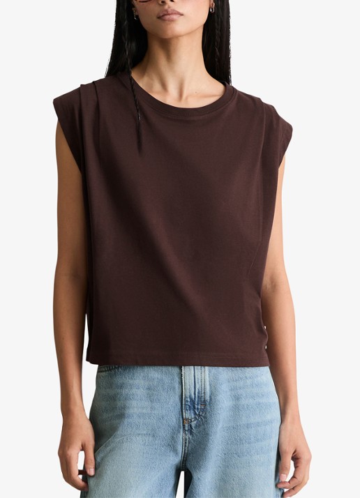 Marc O'Polo Denim Oversized T-shirt met ronde hals - detail 2 burnt aubergine-6929 / paars