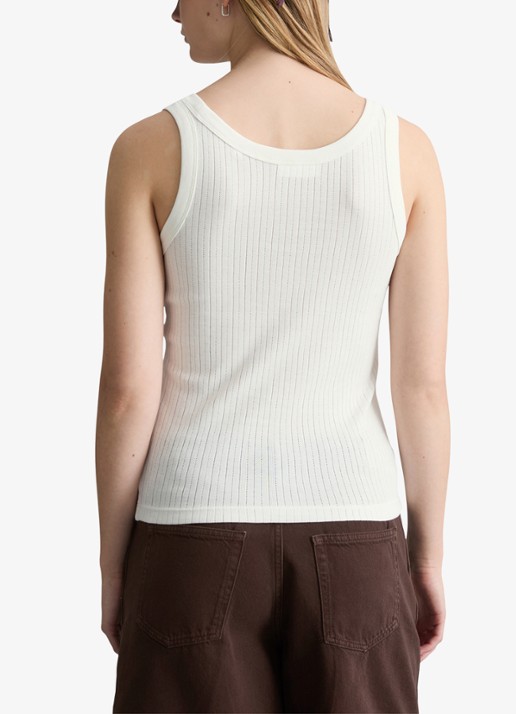 Marc O'Polo Denim Pointelle tank top van katoen - achterkant silky white-1183 / wit
