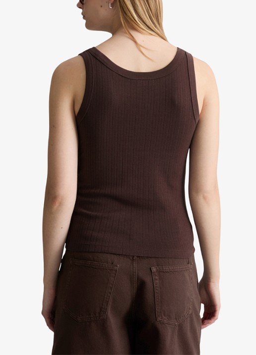 Marc O'Polo Denim Pointelle tank top van katoen - achterkant 3 burnt aubergine-6929 / paars
