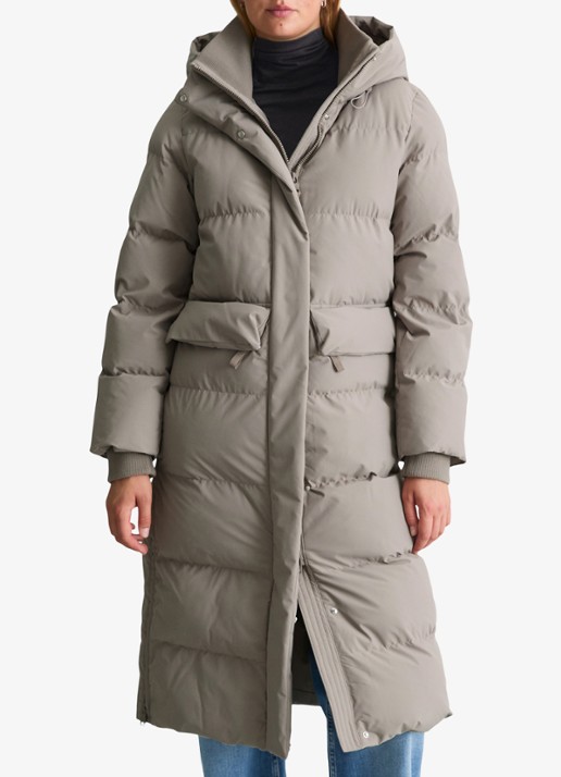 Marc O'Polo Denim Puffer jas met capuchon - detail lichtgrijs