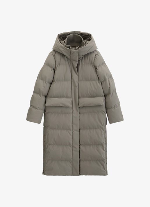 Marc O'Polo Denim Puffer jas met capuchon - voorkant 4 lichtgrijs