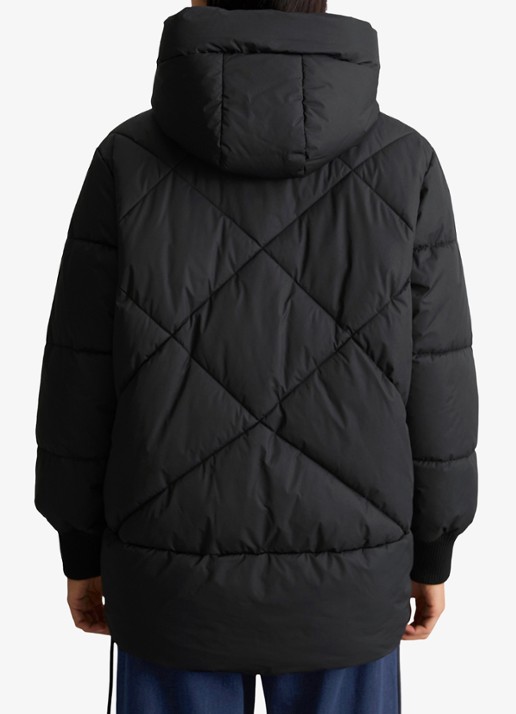 Marc O'Polo Denim Puffer jas met capuchon - achterkant 3 zwart