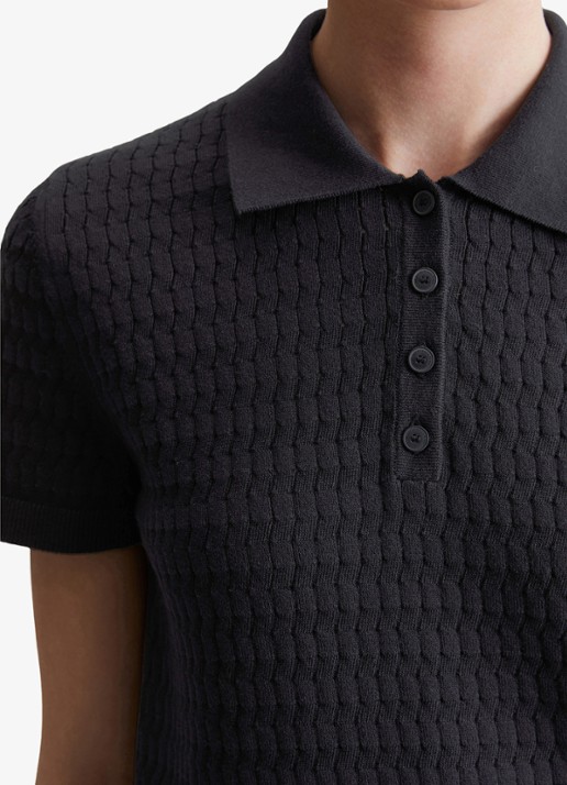 Marc O'Polo Denim Pullover van  katoen met structuur - detail 5 donkerblauw